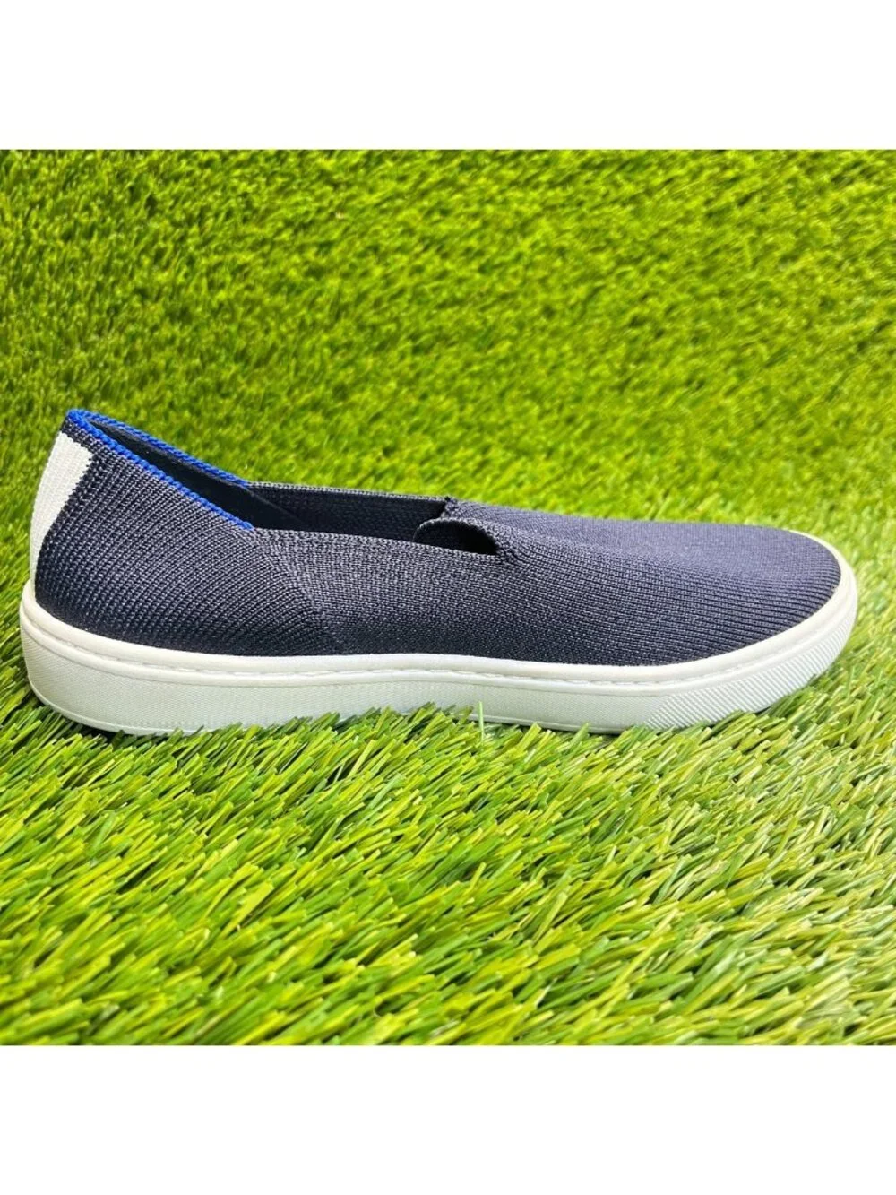 Rothy's The Kids Boys Size 3Y Blue White Athletic Slip On Knit Shoes Sneakers